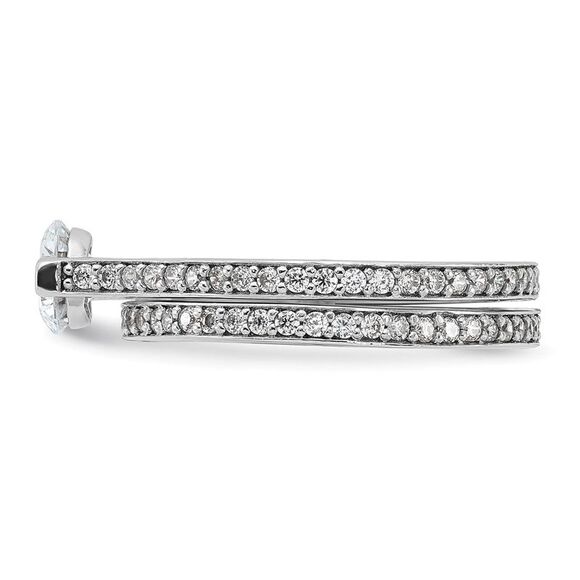 Kazi Luxury Sterling Silver Rhodium-plated CZ Eternity Engaget Ring and Band Set - Picture 3 of 6
